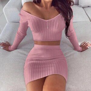 Women Ladies Casual Sexy Slim Mini Dress Skirt Bodycon Knit Sweater Party Club